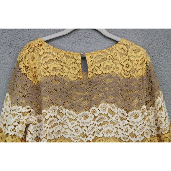 Blushing Heart All Lace Long Bell Sleeve Tunic-Sheer-Lined-Large-Cottagecore - Picture 11 of 12